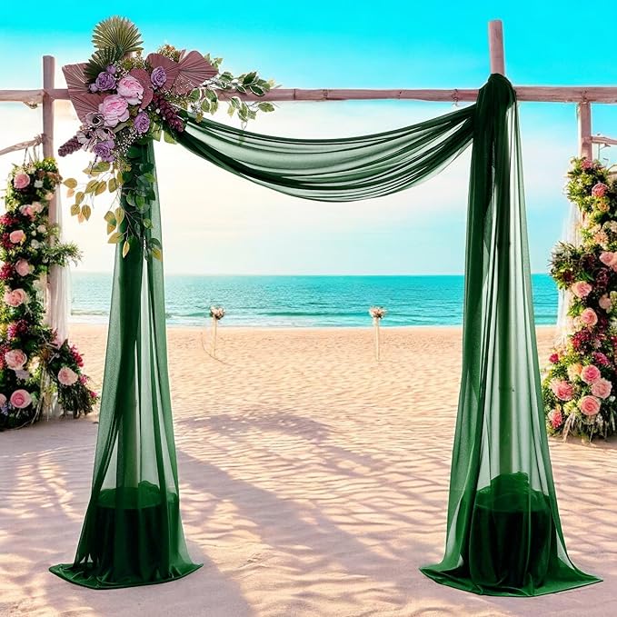 MDS Halloween Chiffon Draping Fabric - 2 Panel, 30" Wide x 75ft Long - Sheer Spooky Arbor & Canopy Drapery for Haunted House Backdrops, Party Ceilings, DIY Costumes & Themed Events - Hunter Green