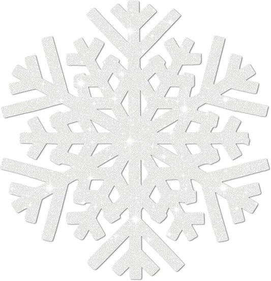 30Pcs Snowflake Paper Placemats Christmas Sliver Glitter Disposable Place Mats Winter Round Sparkle Decorative Table Chargers Xmas Snowflake Decoration for Holiday Festival Dining Tableware