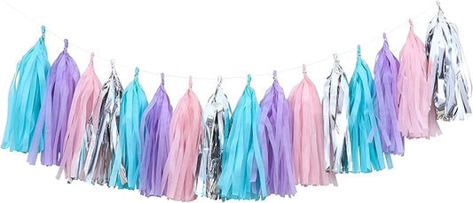Fonder Mols Mermaid Tassel Garland Tissue Paper Birthday Banner for Under The Sea themed All Events & Parties Occasions Decorations A12