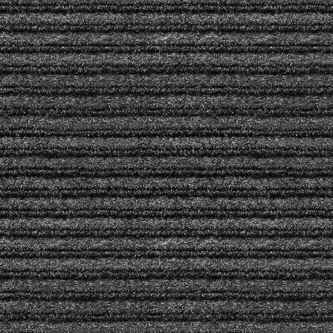 House, Home and More Indoor Outdoor Double-Ribbed Carpet Runner with Skid-Resistant Rubber Backing - Smokey Black - 3 Feet x 25 Feet