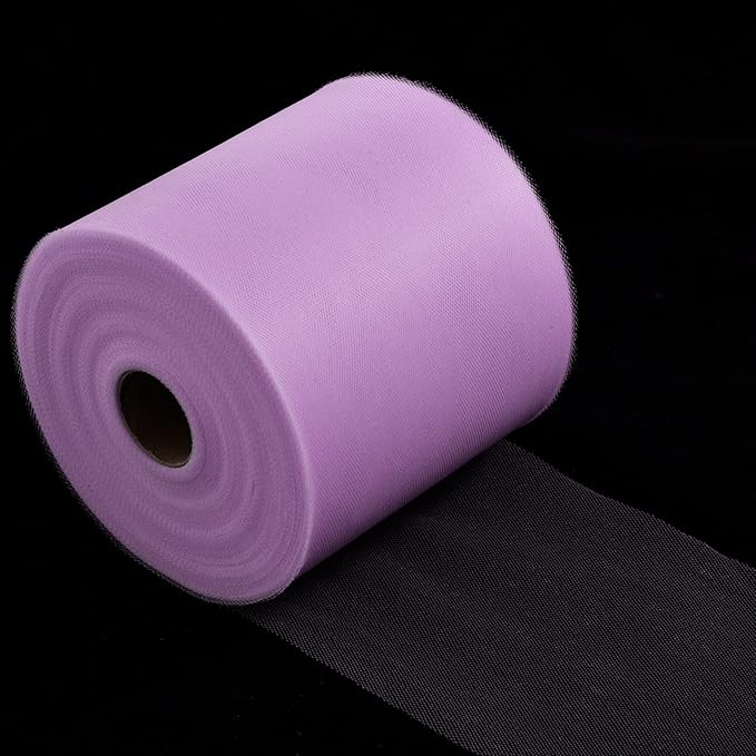 Tulle Fabric Roll, 6” by 200 Yards (600FT) Tulle Organza Fabric Spool for DIY Tutu Skirt Baby Shower Decor Wedding Backdrop Crafts Birthday Party Supplies(Lilac)