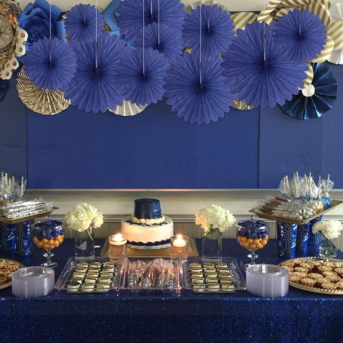 20 Pcs Blue Hanging Paper Fan, Hanging Honeycomb Round Paper Fans for Weddings, Birthdays, Christmas, Baby Showers, Classroom, Events Ceiling Party Supplies Decorations
