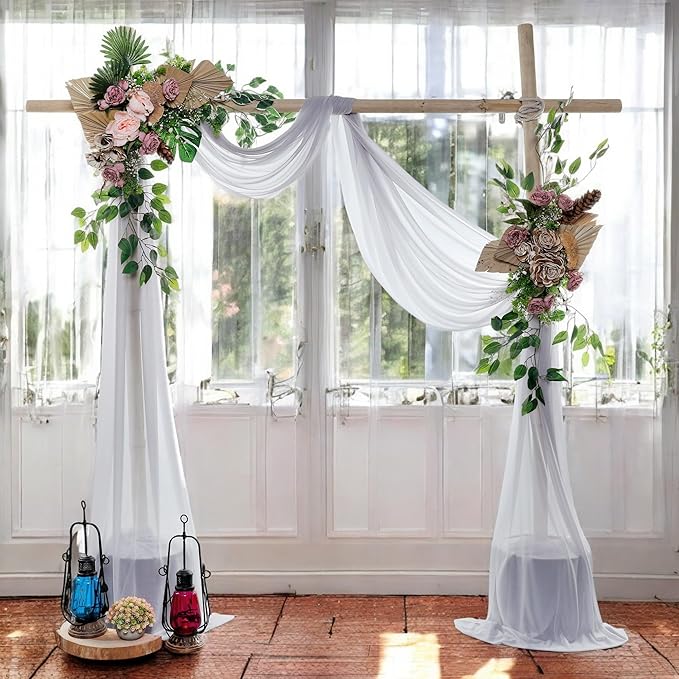 MDS Halloween Chiffon Draping Fabric - 2 Panel, 30" Wide x 20ft Long - Sheer Spooky Arbor & Canopy Drapery for Haunted House Backdrops, Party Ceilings, DIY Costumes & Themed Events - Cool Gray