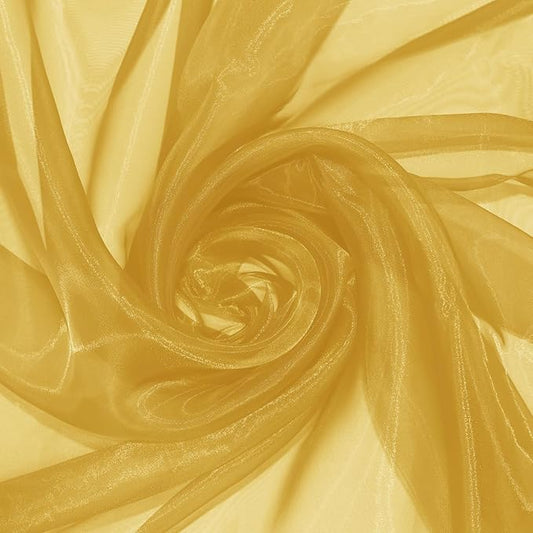P Pothuiny Sheer Organza Fabric by The Yard, 10 Yards x 60 Inch Wide Bridal Gold Organza Tulle Fabric Roll Shiny Gauze Fashion Dress Sewing Craft for Wedding Party Decorations Backdrop