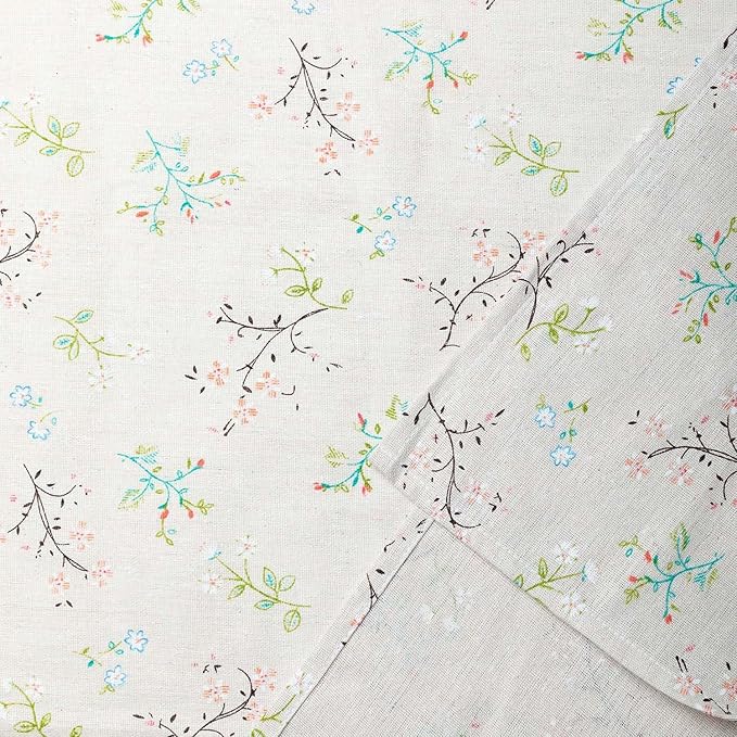 Pastoral Rectangle Tablecloth - 60 x 84 Inch - Beige Linen Table Cloth - Washable Table Cover with Dust-Proof Wrinkle Resistant for Restaurant, Picnic, Bistro, Indoor and Outdoor Dining, Gardenia