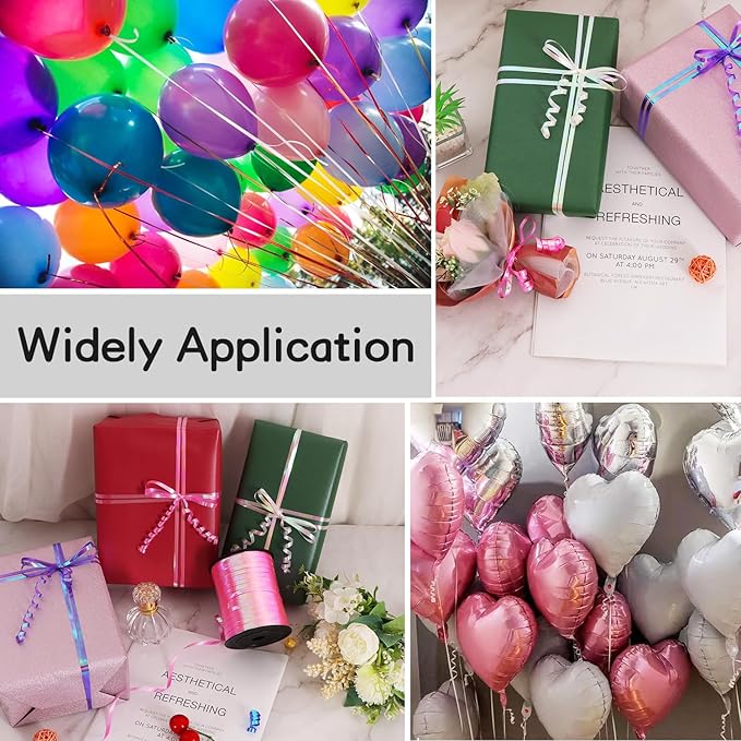 BEISHIDA 500 Yards White Ribbons Curling Ribbon 5mm for Gift Wrapping, Thin Curly Ribbon for Craft Balloon String Birthday Party Decoration Embellish Wedding