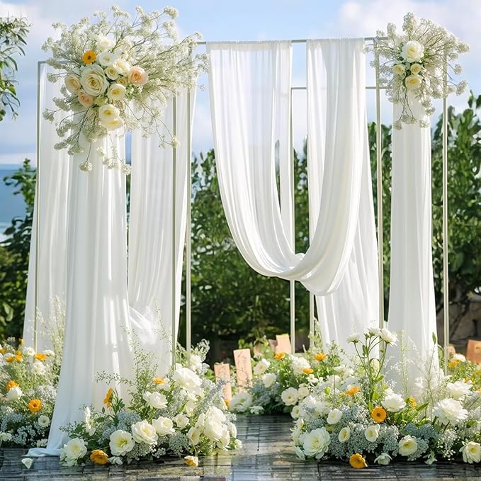 MDS Halloween Chiffon Draping Fabric - 1 Panel, 30" Wide x 20ft Long - Sheer Spooky Arbor & Canopy Drapery for Haunted House Backdrops, Party Ceilings, DIY Costumes & Themed Events - White