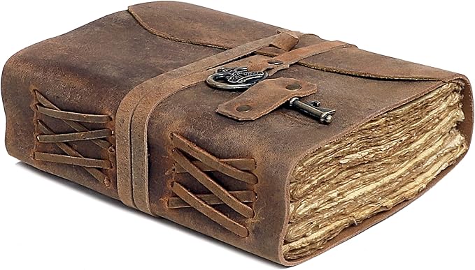 Vintage Leather Journal - Antique Handmade Leather Bound journal with deckle edge paper for Men And Women Diary - Leather Sketchbook - Drawing Journal Notebook - Great Gift (6"x 9")
