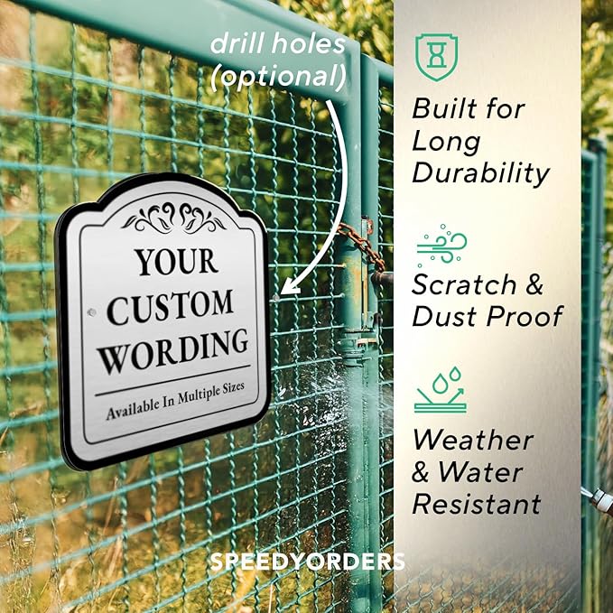 Custom Decorative Outdoor Metal Signs, Personalized Aluminum, Waterproof Made In USA, Silver 24x24