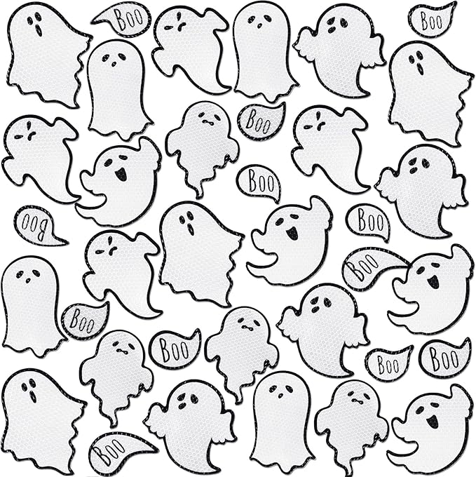 Chinco 36 Pcs Halloween Ghost Car Magnets Reflective Ghost Boo Refrigerator Automotive Magnet Stickers Cute Holiday Fridge Garage Door Decorations Holiday Waterproof Magnetic Decals