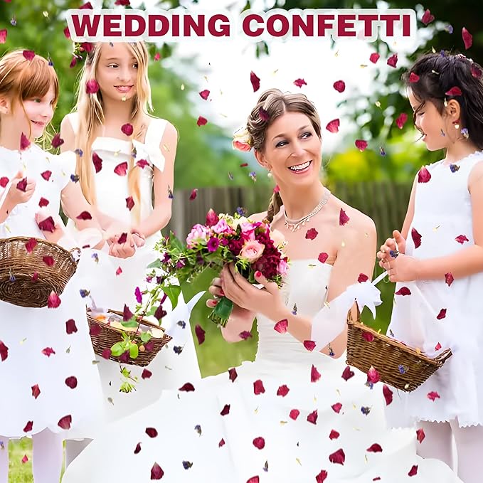 20 Pack Prefilled Confetti Packets,Biodegradable Flower Petals, Real Dried Flower Petals Individual Packing Rose Petals Wedding Send Off Ideas (Red Rose & Lavender & Lvory Jasmine Buds)