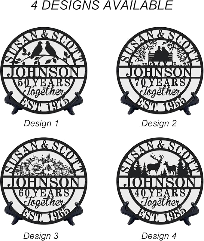 Personalized Christmas Gifts 2025 Best Housewarming Gifts Custom 50th or Any Year Wedding Anniversary Metal Sign Wedding Gifts Personalized Metal Name Signs Monogram Wall Decor