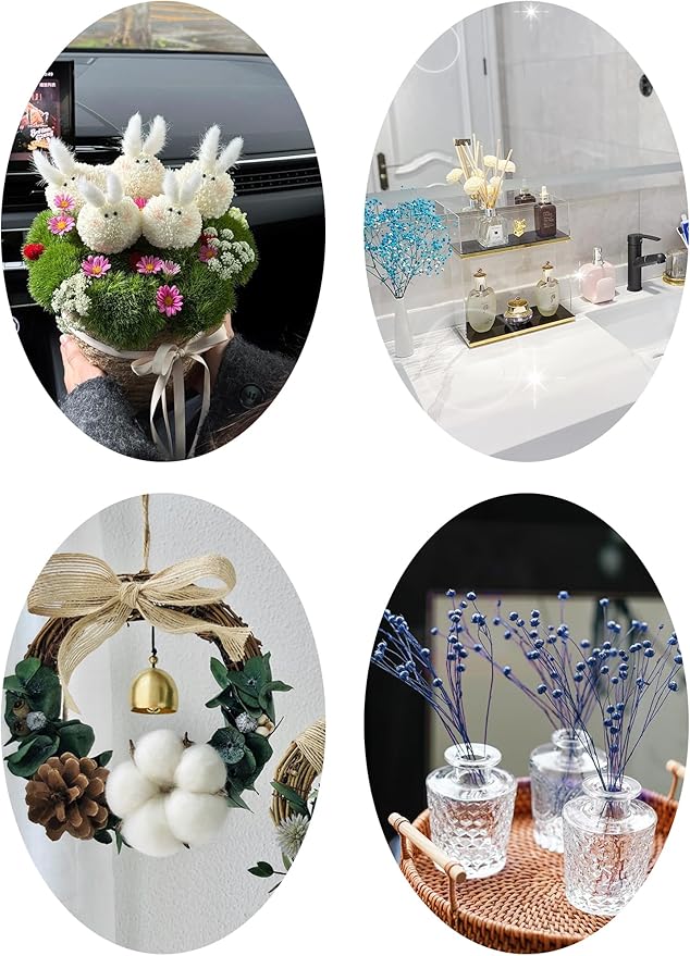 xin's convey DIY Natural Dried Flower Set, Blue Large Package with Stem Flowers for Vases, Handmade Creative, Door Hanging Wreath, Table Centerpiece Mini Dried Flower Bouquet (Peacock Blue)