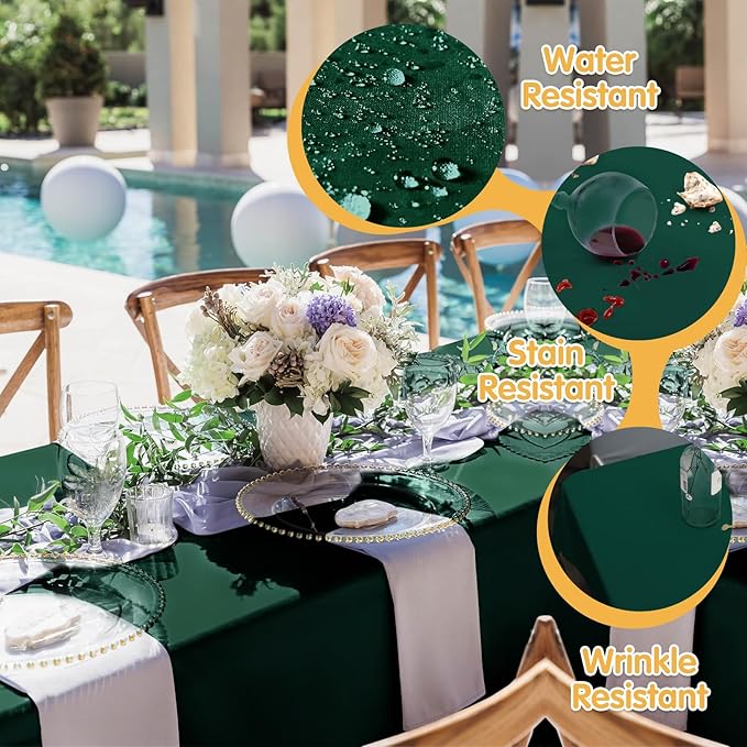 BRILLMAX 8 Pack Hunter Green Tablecloths for 8 Foot Rectangle Tables 60 x 126 Inch - 8ft Rectangular Bulk Linen Polyester Fabric Washable Cloth Cover for Wedding Reception Banquet Birthday Party