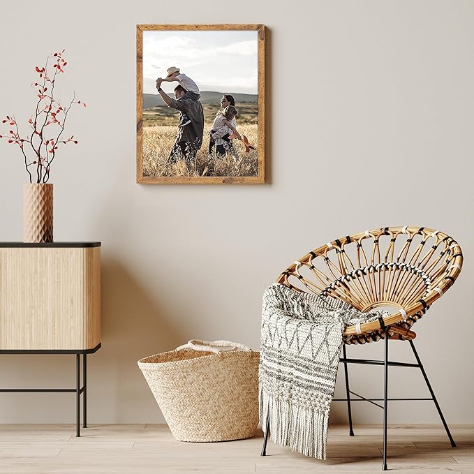 TWING 11x14 Picture Frames Set of 6,Display Photos 8x10 with Mat or 11x14 without Mat,Home Decorative Wall Gallery Picture Photo Frame Wood Brown,Walnut