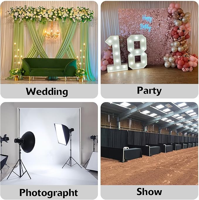 Pipe and Drape Backdrop Stand,8ft x 10ft Backdrop Stand, Adjustable Metal Heavy Duty Wedding Background for Parties Birthday Party Baby Shower Wedding Decorations