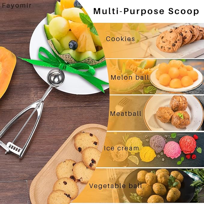 Cookie Scoop 1.5 Tablespoon, Small Cookie Dough Scoop, Cookie Scoops for Baking, Ice Cream Scoop, Selected 18/8 Stainless Steel for Making Cookie, Melon Ball, Ice Cream, Meatball