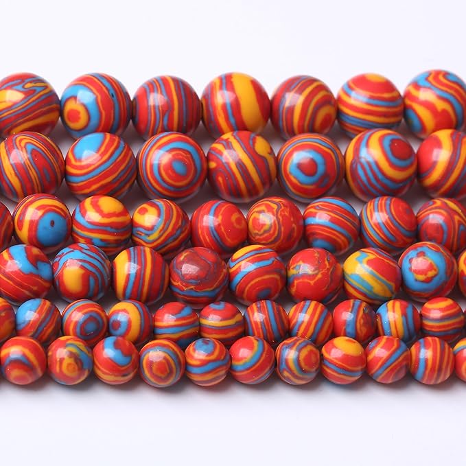 Red Yellow Blue Peacock Turquoise Stone Beads Gemstone Round Crystal Energy Jade Beads Stone Beads for Jewelry Making DIY Bracelet Necklace Jewelry Making 1 Strand 15.5inch 31PCS 12MM