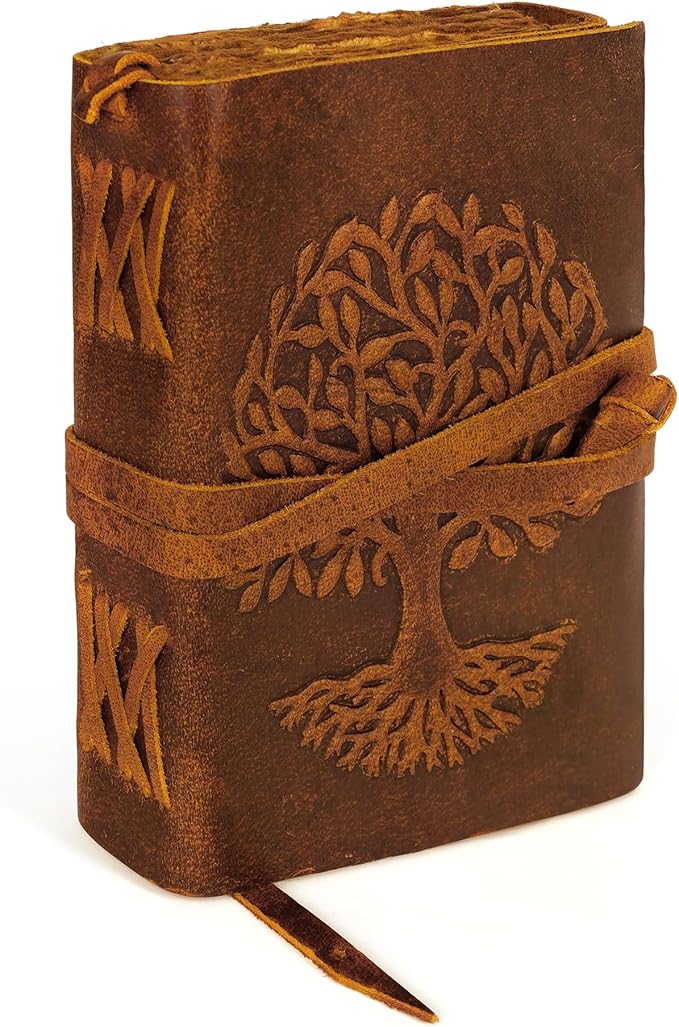 LUXEORIA Tree Of Life Leather Journal for Women and Men, Handcrafted Leather Journal for Writing Womens, Sketchbook, Travel Diary with Unlined Deckle Paper, Tan 5x7
