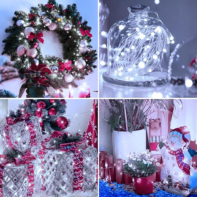 50 Pack Fairy Lights Battery Operated - 7ft 20 Led Twinkle Lights 3 Modes, Bulk Mini String Lights Waterproof for Mason Jars Vases DIY Party Wedding Decoration Christmas -Cool White