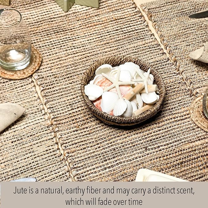Chardin home Natural Jute Table Runner 13x72 Inch – Vintage Boho Rustic Table Decor – Handwoven Table Runner in Natural Jute and Brown – Farmhouse Dining or Console Table Accent