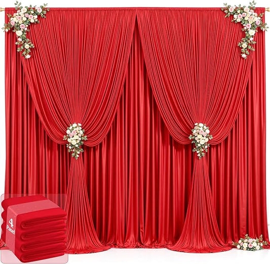 20ft x 12ft Red Backdrop Curtains Wrinkle Free Backdrop Curtain for Wedding Parties Red Fabric Backdrops Drapes Back Drop Cloth Bridal Shower Stage Curtains Wedding Decorations for Reception