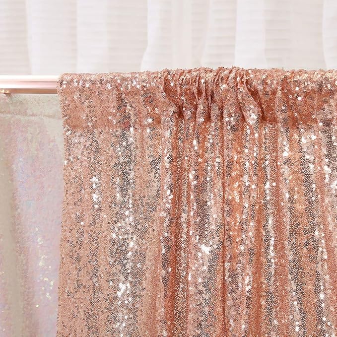 SquarePie Sequin Backdrop 6FT x 8FT Rose Gold Curtain Background for Wedding Party