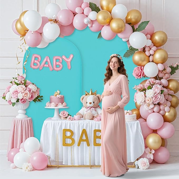6.6FT Wedding Arch Covers Arch Backdrop Cover Arch Stand Covers Set Arch Cover Spandex Fabric Stretchy Backdrop for Wedding Birthday Party Decoration Baby Shower (Sky Blue)