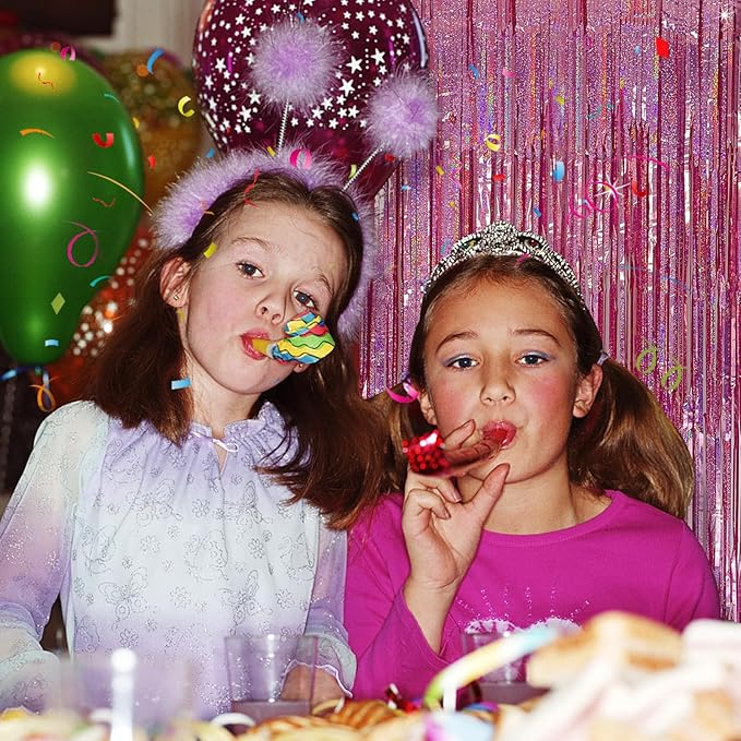 Tinsel Curtain Party Backdrop Pink Birthday Decorations 5 Packs Glitter Foil Fringe Curtain Party Decor Streamers Photo Booth for Birthday Christmas Wedding Halloween Graduation Decorations