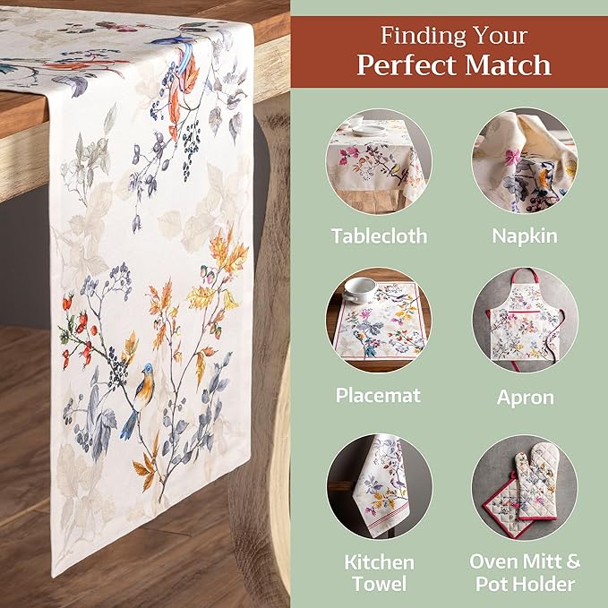Maison d' Hermine Table Runner 100% Cotton Single Layer Table Runners 72 inches Long for Thanksgiving Christmas Decorations Home Kitchen Dining Party Wedding (Equinoxe - Beige, 14.5" x 72")