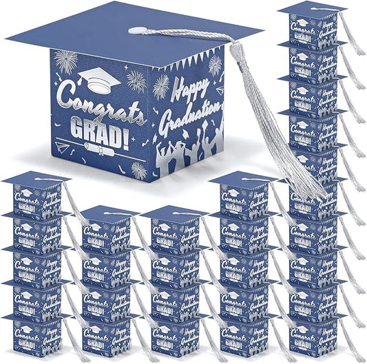 COTOPHER 36 Pack Mini Graduation Cap Gift Boxes with Tassel, Class of 2025 Graduation Candy Boxes Centerpieces for Tables Party Decorations, Small Treat Chocolate Box Graduate Favors Supplies