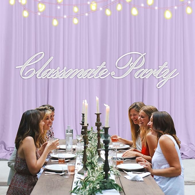 MEETSKY Lavender Backdrop Curtain for Parties Wedding Light Purple Background Curtains Backdrop Rod Pocket Drapes Fabric Decoration for Birthday Gril Party Baby Shower Photoshoot, 5ft x 7ft, 2 Panels