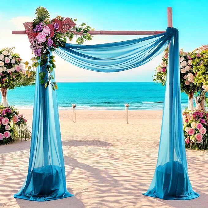MDS Halloween Chiffon Draping Fabric - 1 Panel, 30" Wide x 30ft Long - Sheer Spooky Arbor & Canopy Drapery for Haunted House Backdrops, Party Ceilings, DIY Costumes & Themed Events - Dark Teal