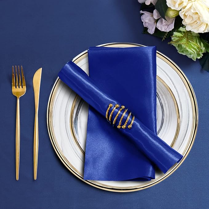 Horbaunal 30 Pack Royal Blue Satin Napkins 17 x 17 Inch, Square Soft Table Dinner Napkins, Silky Cloth Napkins Table Decoration for Weddings Banquets Parties