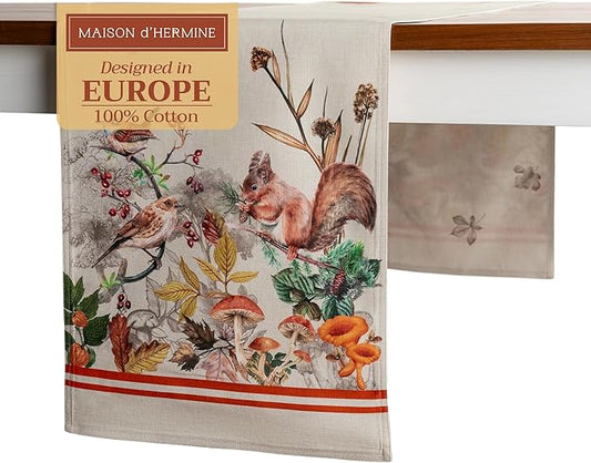 Maison d' Hermine Table Runner 100% Cotton Double Layer Table Runners 108 inches Long for Thanksgiving Christmas Decorations Home Kitchen Dining Party Wedding (Recolte, 14.5" x 108")