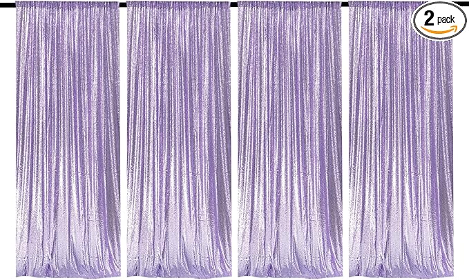 JYFLZQ Lavender Sequin Backdrop Curtains 2ft x 8ft 4 Panel Glitter Photo Booth Backdrops Sparkly Photography Background Drapes for Parties Wedding Bridal Showers