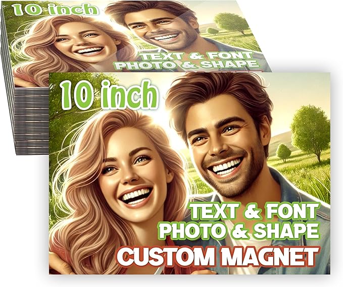 KETABAO – 10" Personalized Car and Refrigerator Rectangle Photo Magnets - Create Customized Photo Magnets for The Office and Kitchen