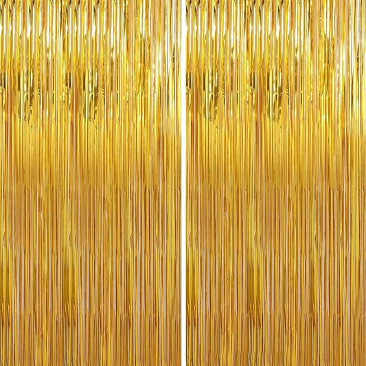 Crosize 8 Pack 3.3 x 9.9 ft Gold Foil Fringe Curtains Party Decorations, Gold Tinsel Curtain Backdrop for Parties, Door Streamers, Glitter Streamer Backdrop for Birthday Decoration