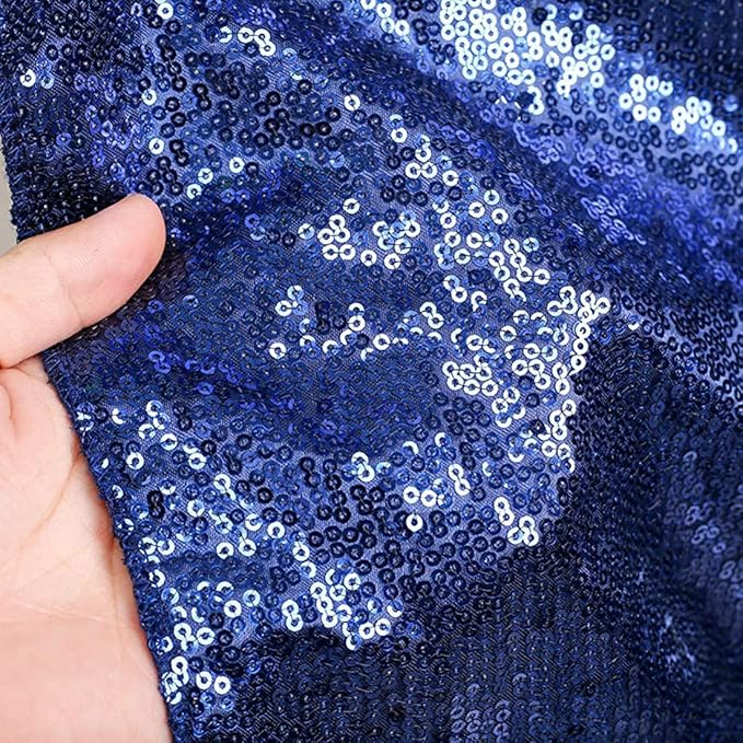 Poise3EHome 10Ft x 10Ft Navy Blue Sequin Backdrop Curtain, Glitter Thick Satin Sequin Background Drapes, Opaque Sparkly Backdrop Curtain, Sequin Backdrop for Xmas Thanksgiving Wedding Party Decor
