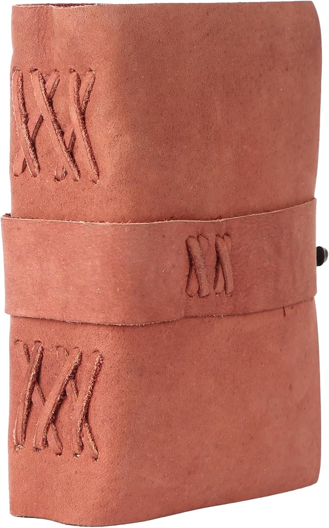 Vintage Leather Journal Handmade Buffalo Non-Refillable Deckle Edge Paper – Leather Bound Journal for Women, Men, C-Lock Closure, Ideal for Writing & Travel for Artists (Sunset Peach)