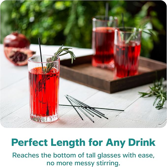 Comfy Package [7 Inch - 1000 Count] Black Coffee Drink Stirrers & Cocktail Straws - Disposable Plastic Sip Stir Sticks for Hot & Cold Beverages (Pack of 2)