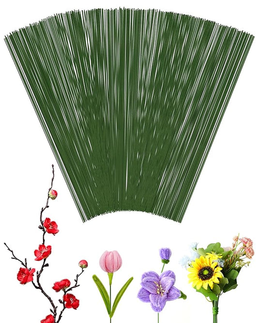 100 PCS 18 Gauge Green Floral Wire Stems for Artificial Flower Making,Flexible Paddle Wires for Crafts Christmas Wreaths Tree,Garland and Floral Arrangements,Florist Wire,Flower Wires for Crafts