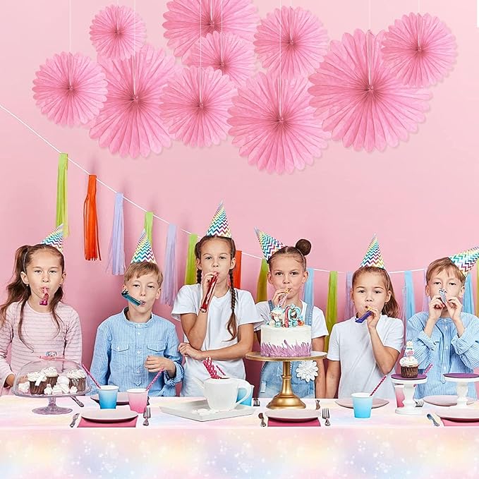 20 Pcs Pink Hanging Paper Fan, Hanging Honeycomb Round Paper Fans for Weddings, Birthdays, Christmas, Baby Showers, Classroom, Events Ceiling Party Supplies Decorations