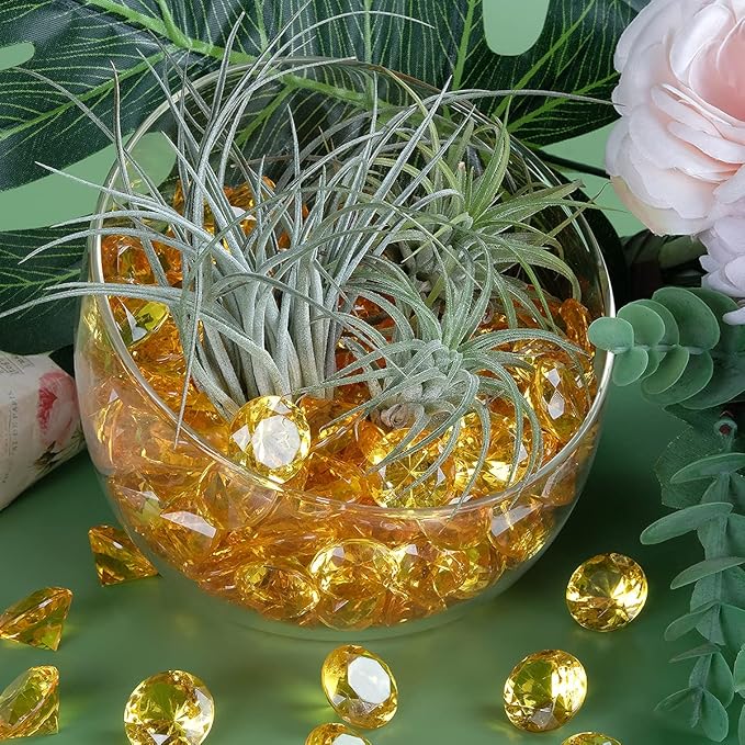 Acrylic Diamond Fake Gems Vase Filler, Babenest 240pcs 3/4 Inch Faux Diamonds Crystals Jewels for Table Scatters Wedding Party Event Arts & Crafts Birthday Decoration Favor (Gold)