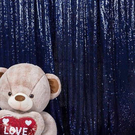 JYFLZQ Navy Blue Sequin Backdrop Curtains 6ft x 8ft 1 Panel Glitter Photo Booth Backdrops Sparkly Photography Background Drapes for Parties Wedding Bridal Showers