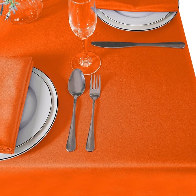 Rectangle Tablecloth 90x156 inch Washable Polyester Fabric Table Cloth for Wedding Party Dining Banquet Decoration（90x156, Orange）