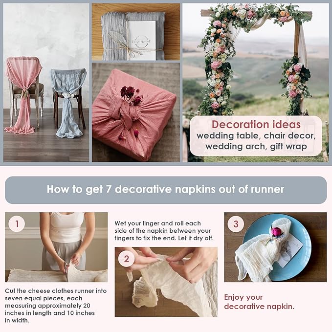 Dusty Pink Table Runner Cheesecloth 141'' Rustic Sheer Gauze Runner Farmhouse Wedding Runner, Cheese Cloth Tablecloth, Gauze Cheese Cloth, Wedding Shower Decorations Rustic Theme Tablecloth