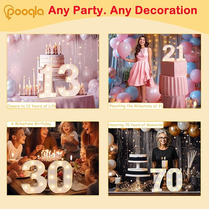 Pooqla 25th Birthday Decorations for Her Him, Light Up Number 25 for Party Table Decorations, 25th Birthday Gift for Women Men, Backdrop Wall Decor for 25th Wedding Anniversary Decoration