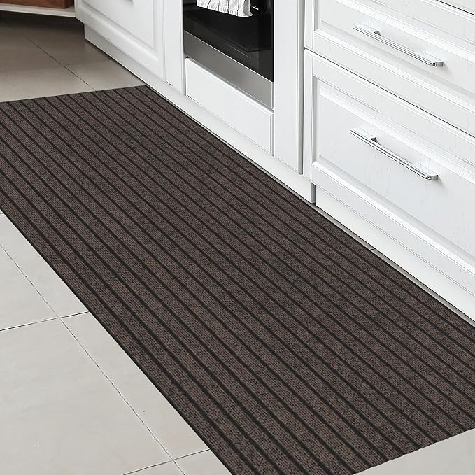 Ottomanson 2' x 5' Hallway Runner with Scraper Pile Extra Durable Non-Slip Rug Mat for Indoor & Outdoor Use - Ideal for Kitchen, Entryway, Patio & Garage - High-Traffic Carpet, Brown