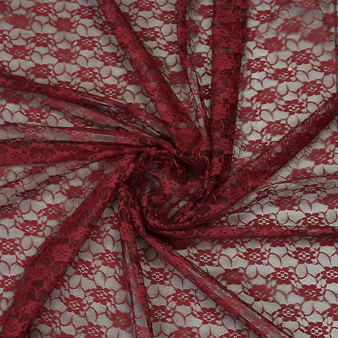 MDS Pack of 20 Wedding 12 x 108 inches Lace Table Runner for Wedding, Decorations for Birthday Parties, Banquets, Graduations, Engagements, and Runners fit Rectangle, Round Table- Maroon